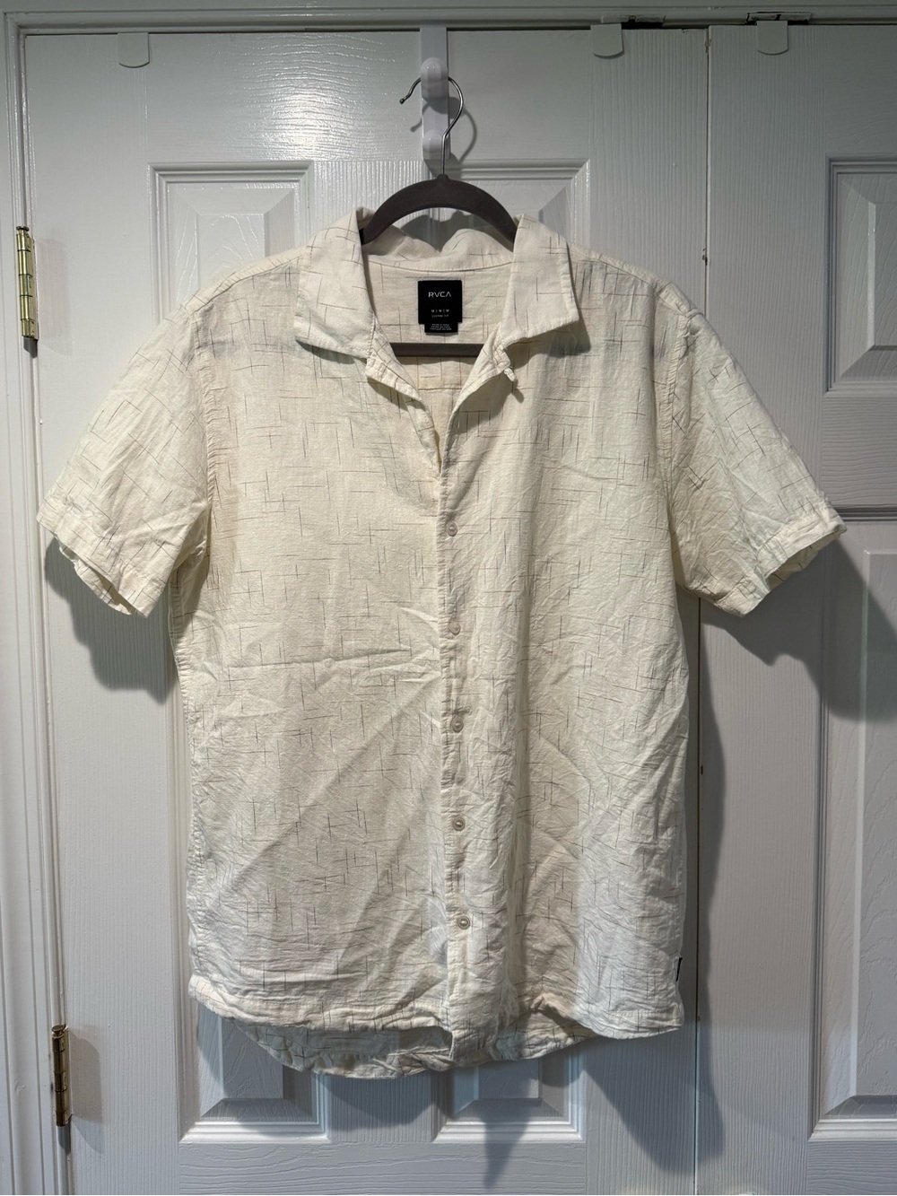 RVCA Cream Short-Sleeve Casual Button-Down Shirt